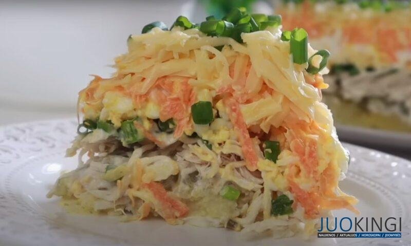 Сытный и вкусный салат "Монах". Покоряет всех, кто попробовал: подходит на любой праздник