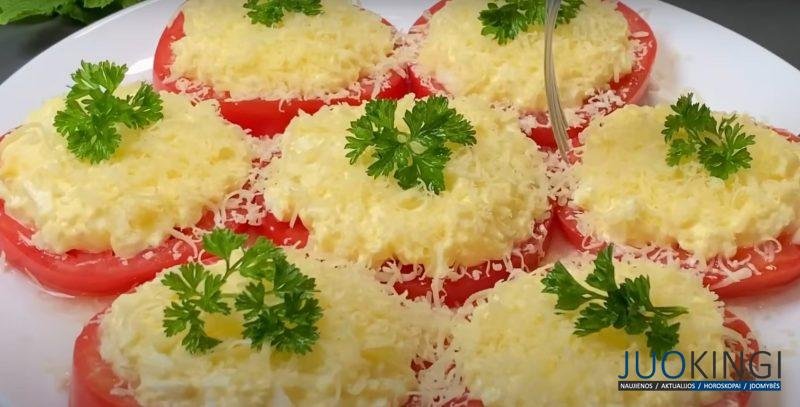 Лучшая закуска на праздничный стол. Помидоры в "Шапочке"