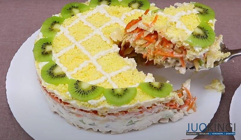 Блюдо моей мечты. Вкуснейший слоеный салат с курицей и киви: удачное сочетание ингредиентов