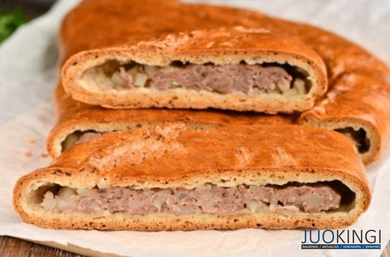 Мясной пирог из быстрого теста. Мало теста и много сочной начинки