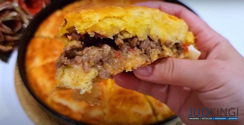 Вкусный слоёный пирог с мясом. Простой и быстрый рецепт: готовлю для мужа каждый день