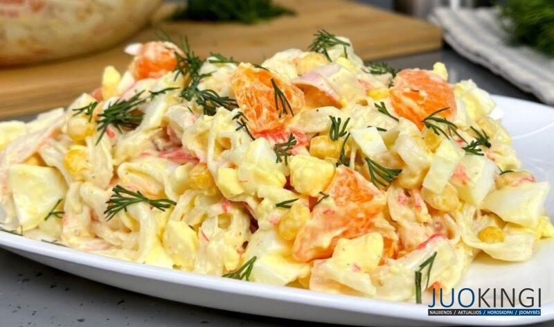 Всего 4 простых продукта в составе. Уж очень вкусный салат: рецепт за 3 минуты