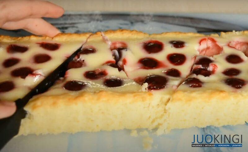 Вишнёвый тарт в сметанной заливке. Вкусный домашний рецепт